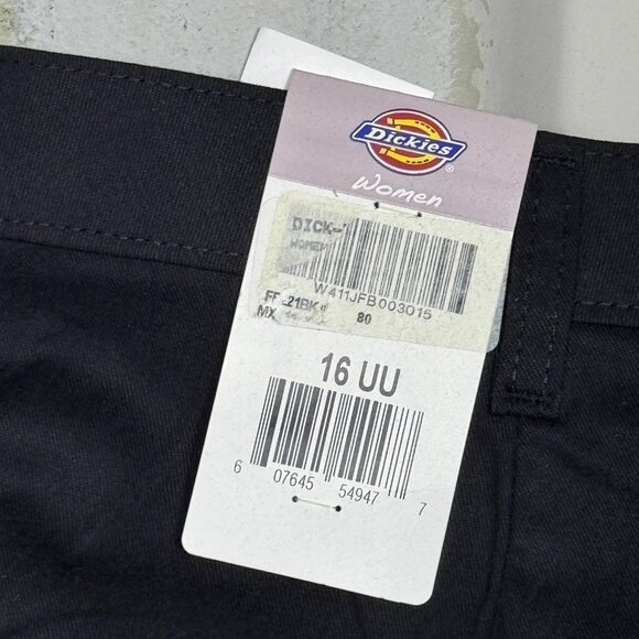 Dickies Chino Pants Womens Black Flat Front Workwear Straight Leg Size 16 UU NWT - Picture 13 of 16